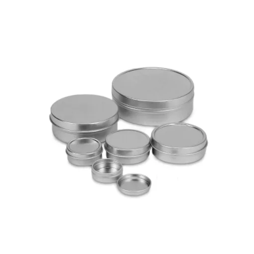 2 Oz Tins 60ml Metal Cosmetic Jar Stackable Shallow Round Tin Cans Aluminum box with slip cover