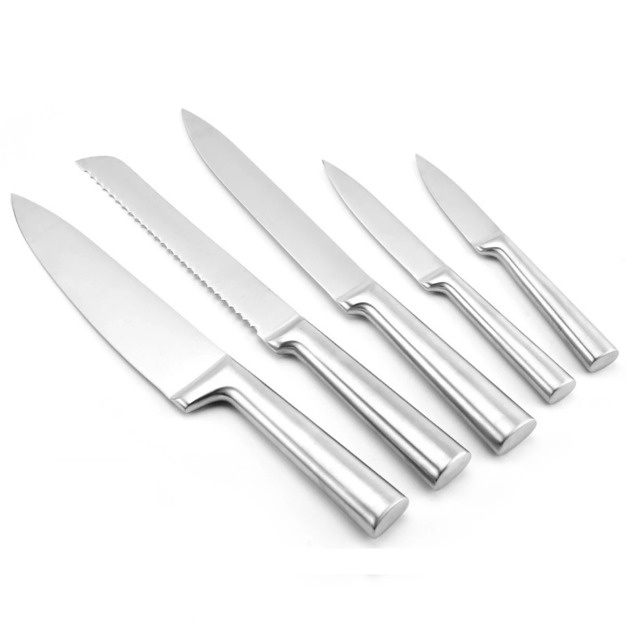 14 Pieces Stainless Steel Cutlery Kitchen Knife Set with Wooden Block and Hollow Handle Self Sharpening Knife Block Set