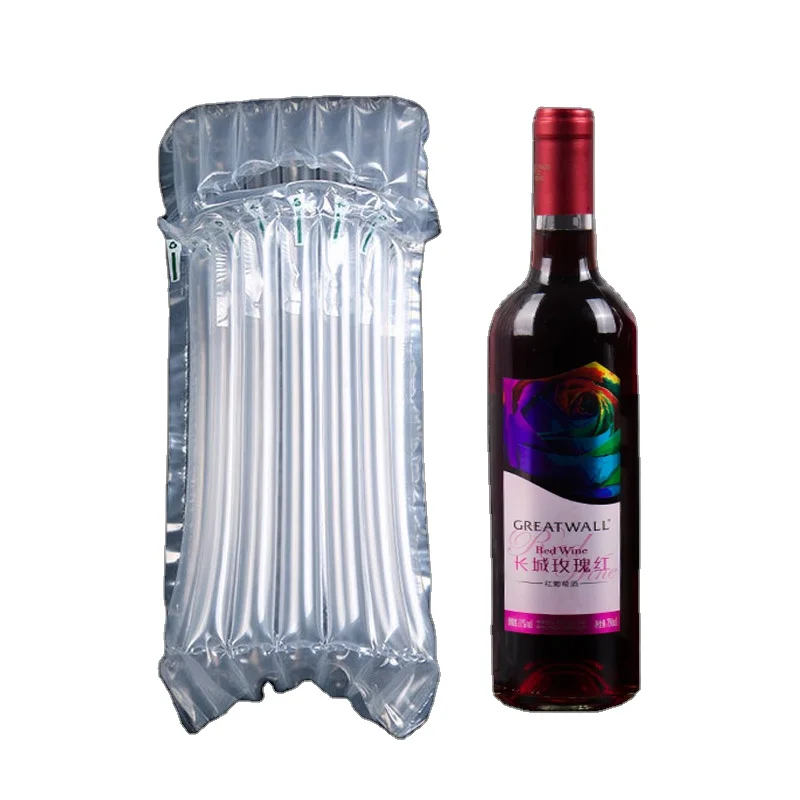 Travel Transparent Column Doggy transparent Plastic Inflatable Protector Wine Bottle Air Bag For Wine Bottle