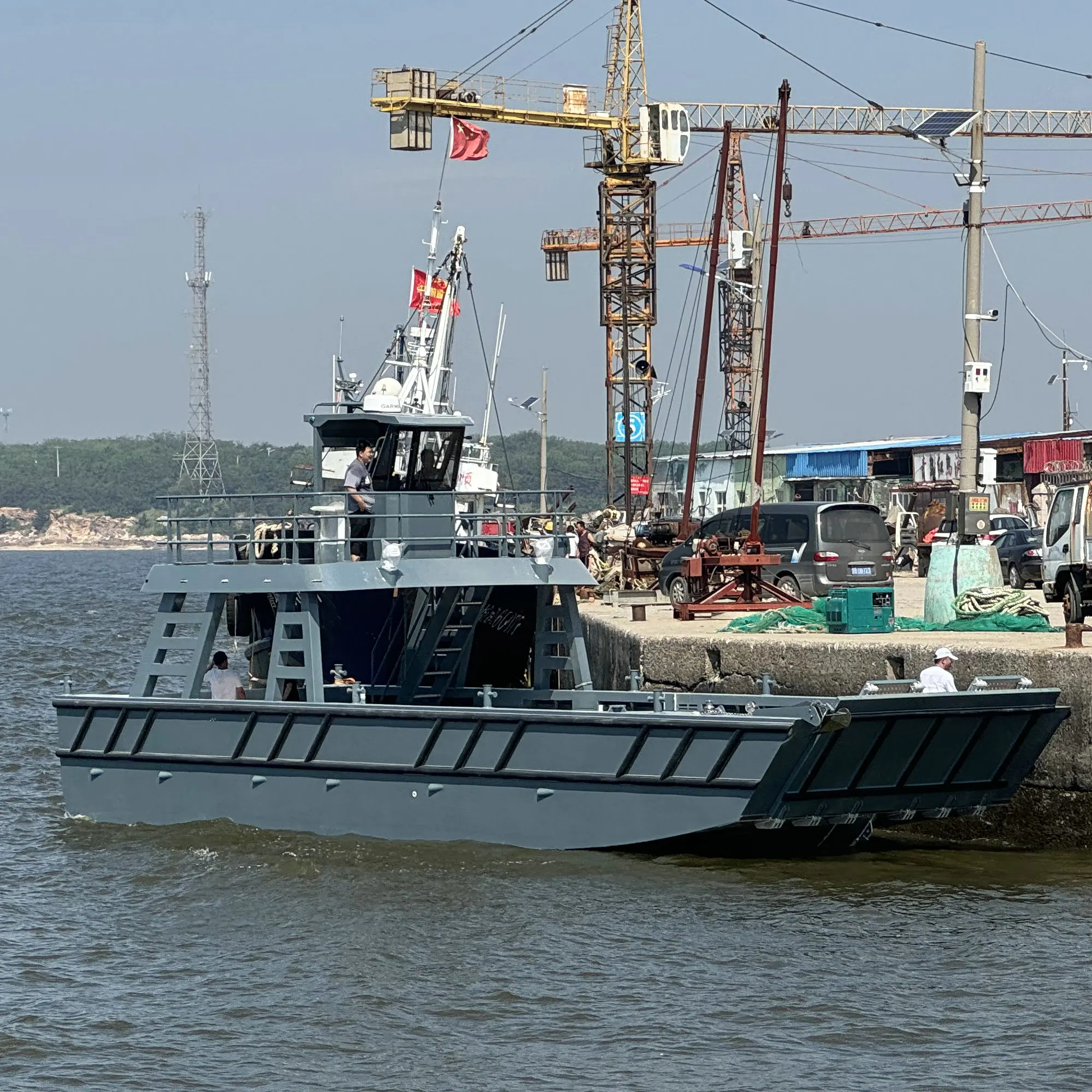 Island transport 14m landing craft aluminum hull work barge carry 12 tons cargo