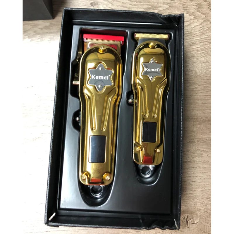 Gold Kemei Trimmer Kemei 2011 New Product Ideas 2021 Kemei Professional Hair Trimmer on Barber Chair