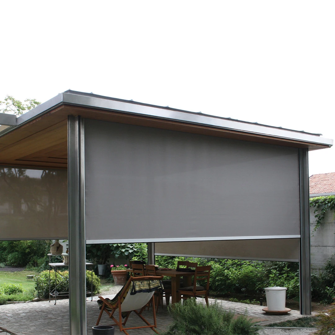 Motorized Windproof Outdoor Window Roller Zip Track Low MOQ Outdoor Curtains For Patio Waterproof