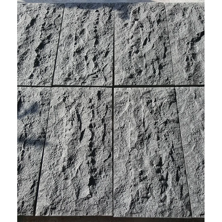 G654 impala dark grey granite natural split face mushroom stone wall tiles