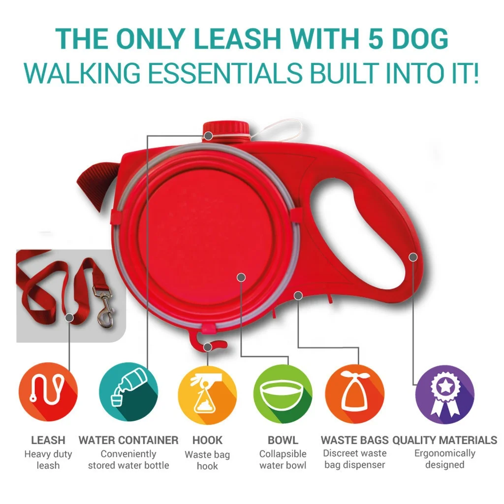 New Arrival Dog Leash with Water Bottle Bowl Pet Accessories
