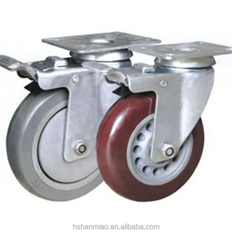 
Medium duty double ball bearing pu top plate swivel total brake 3 inch caster wheel 