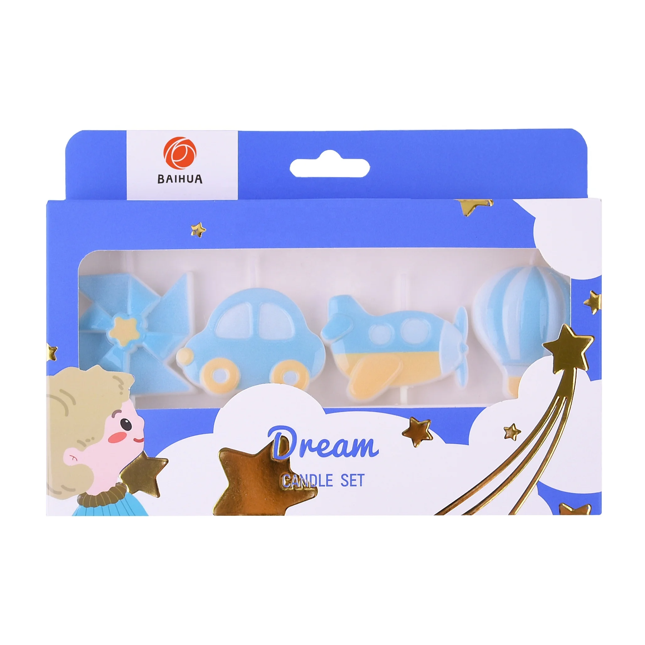 Factory direct custom made little boy themed 3D candles for young children