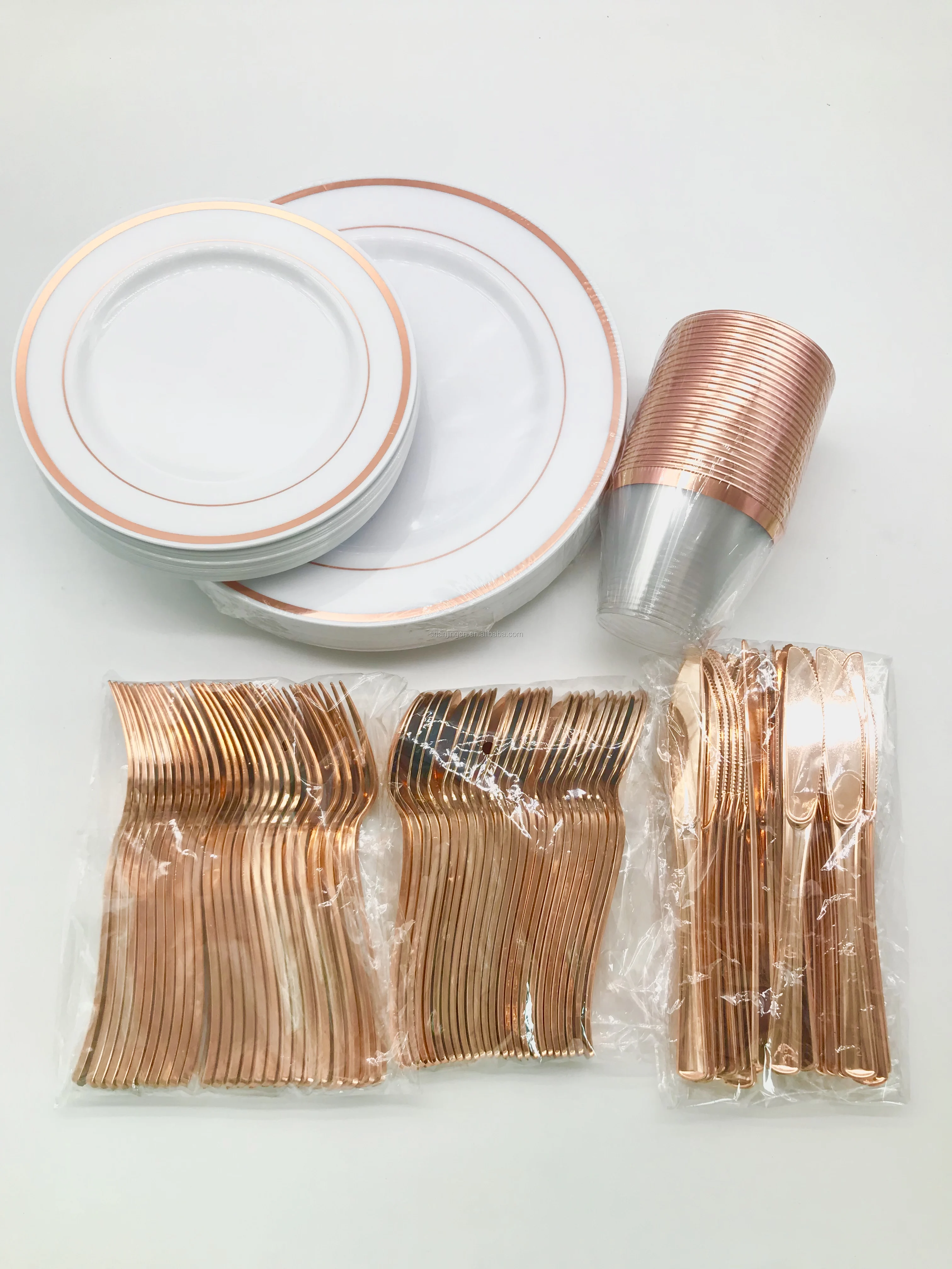 150 PCS Silver Dinnerware Set for Weddings, Receptions, Buffets - Service for 25 Guests Disposable Plates