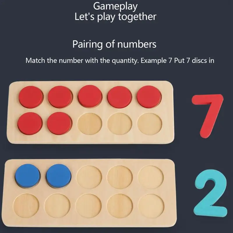 Wooden Early Educational Gifts Arithmetic Ten Frame Set Kids Montessori Toy Counting Math Game