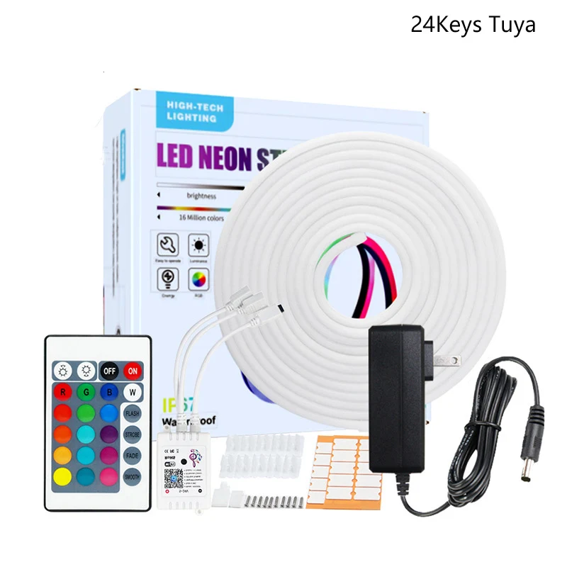 LED neon light strip 12V shaped line light waterproof 5 meter set flexible 6*12 RGB silicone rope light