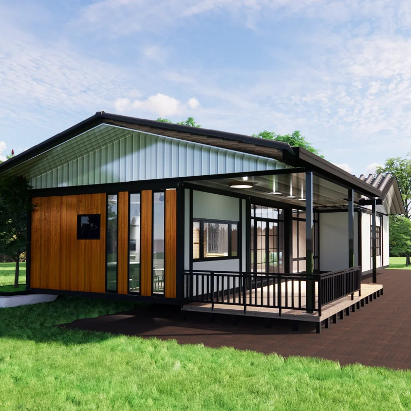 40ft Glass Sloping Roof in Thai Ancient Style Prefabricated House Container Building Steel Construction Module Summerhouse Home