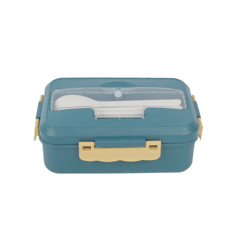 Eco Friendly 3 Compartments Portable BPA Free PP Biodegradable Wheat Straw Plastic Bento Lunch Box with Free Cutlery Set