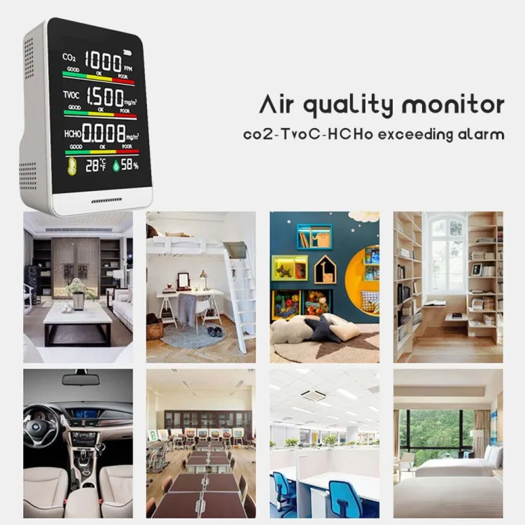 CO2 Detector TVOC HCHO Temperature Humidity Detecting Tool Intelligent Home Life Desktop Indoor Outdoor High Precisions Quick De