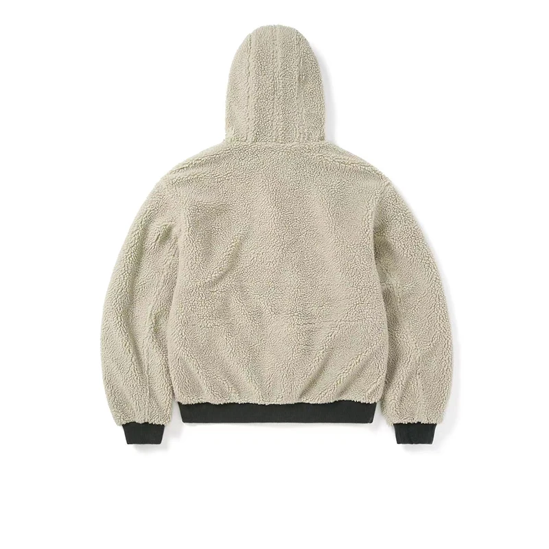 High Quality Winter Heavy Boxy Thick Custom Logo Oversized Reversible Sherpa fleece Hoodies Zipper Jacket