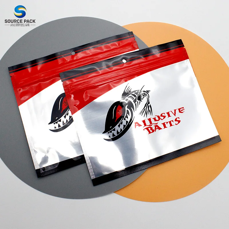 Перерабатываемый мешок из фольги на молнии с молнией прозрачный изготовленный заказ мягкая рыболовная упаковка приманка пластиковые многоразовые мешки Ziplock