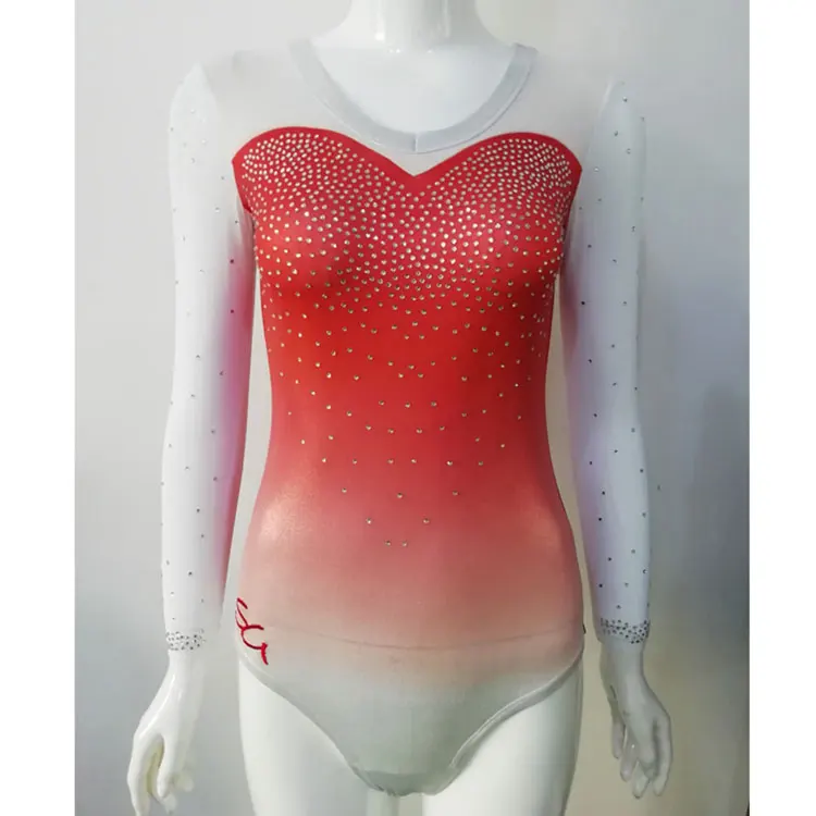 OEM Customized Wholesale Spandex Artistic Gymnastic Dance Leotard Girls Shiny Leotard