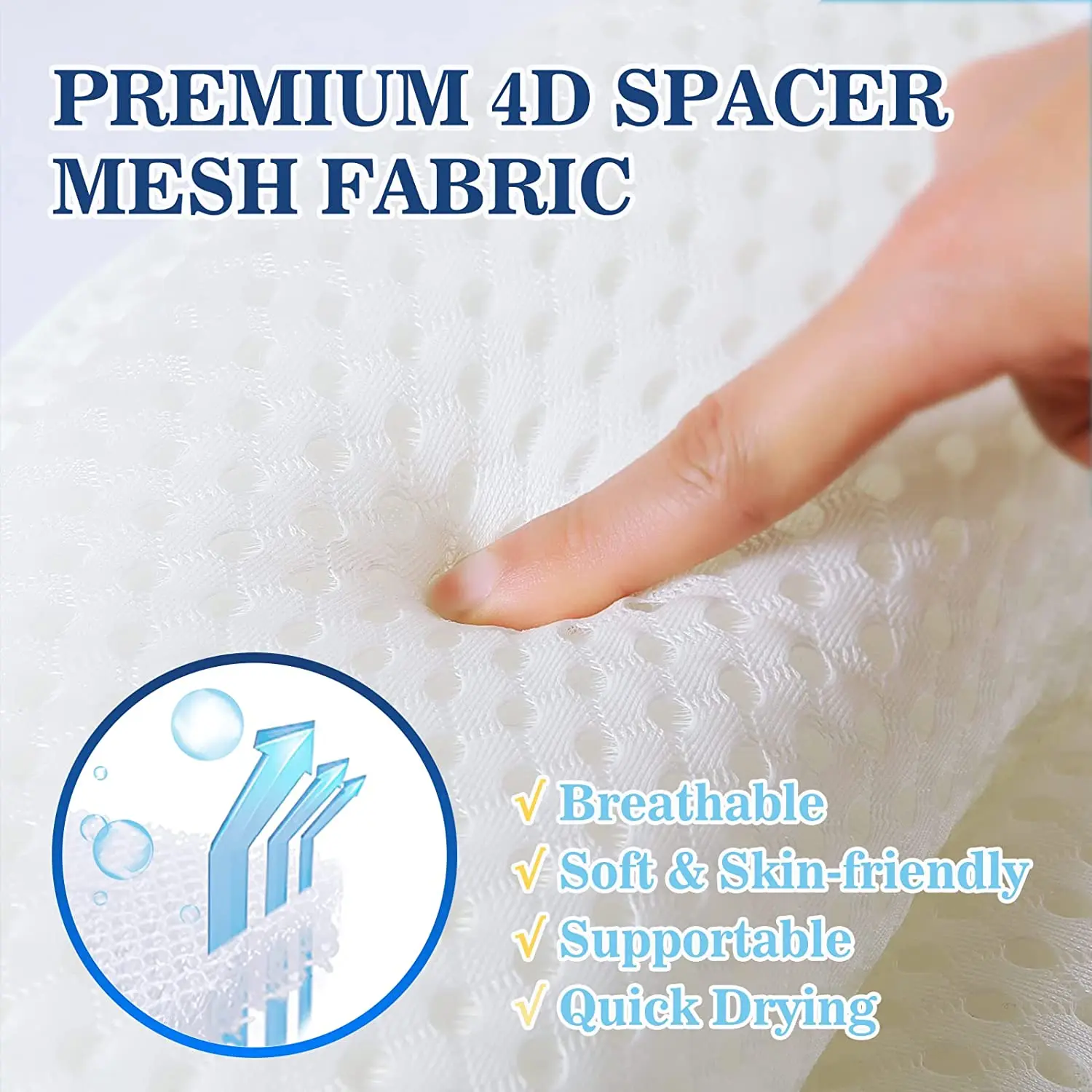CF BBP20 Luxury Bath Pillow 4D Air Mesh Cushion Dry Fast Fluffy Soft Spa Pillow with Suction Cups for Comfortable Bath Tub
