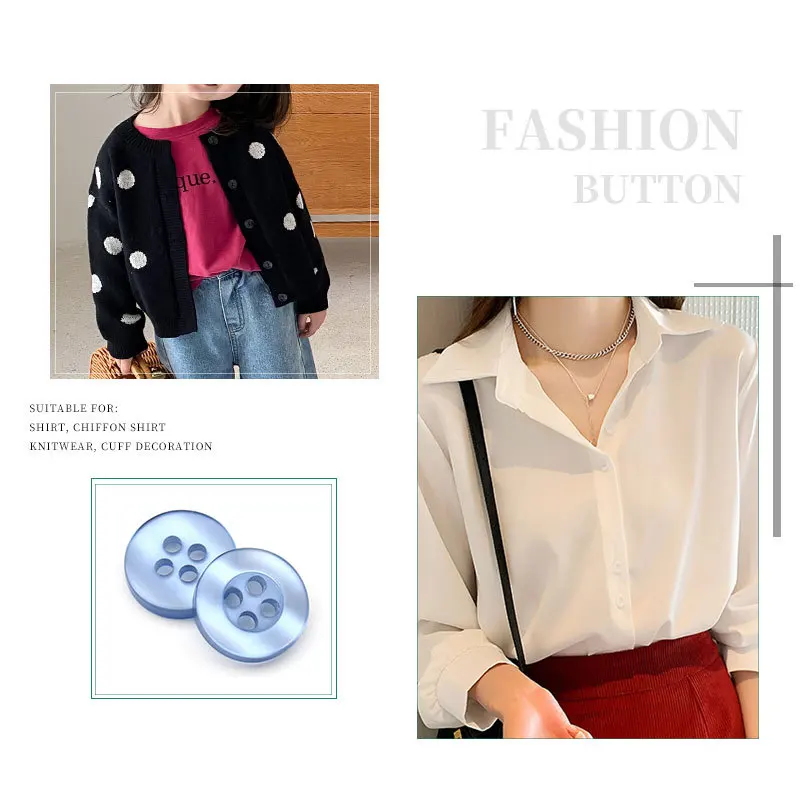 Polishing Resin Buttons For Shirt Coat Cloth Pant 14L16L Watermelon Round Shirt Button 4holes Eco-friendly Pearl Resin Button