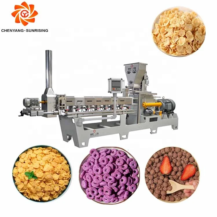 Automatic Puffed cornflakes making extruder machine breakfast cereal corn flakes complete production line