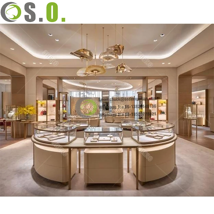 High-end luxury new design modern jewelry counter display watch showcase jewelry display cabinet
