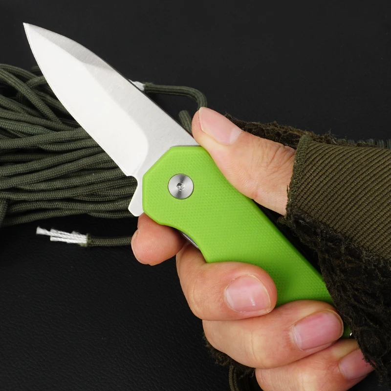 Hot Sale Popular D2  steel blade green G10 Handle Survival Folding Pocket Knife