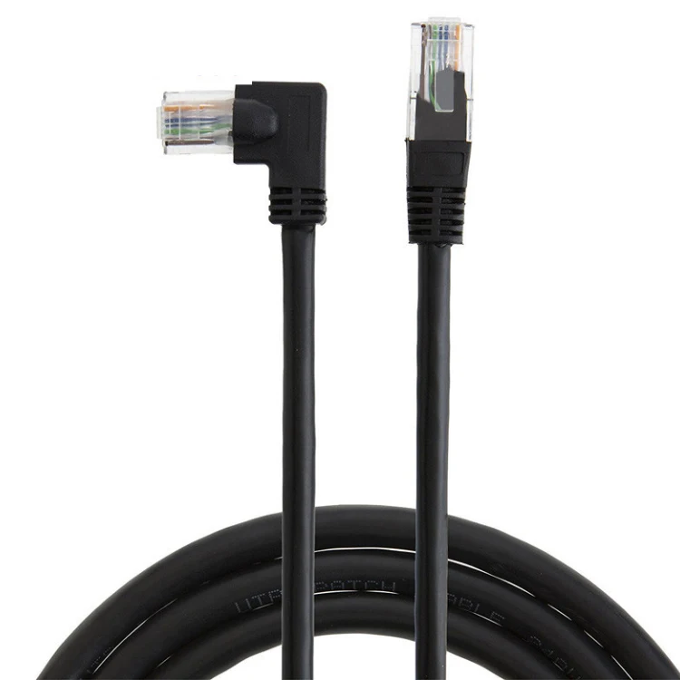 90 Degree Angle UTP/STP/SFTP Cat6 Ethernet Cable Custom Left Angle CAT6 Cable Right Angle Cat 6 Network Cable Black 1FT 3FT  7FT