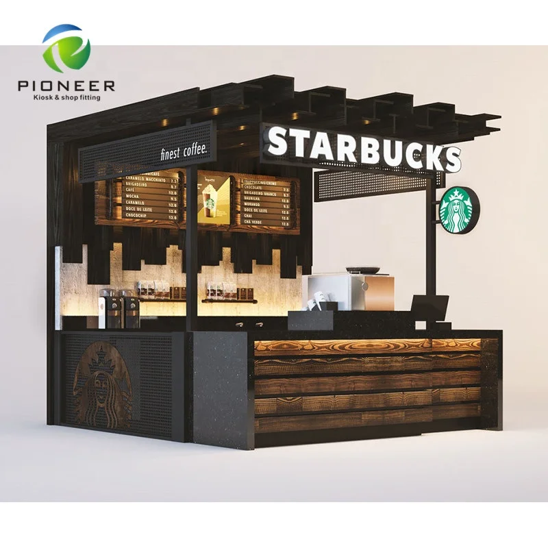 Wood Coffee Shop Kiosk Cake Display Showcase Juice Bar Coffee Kiosk Design