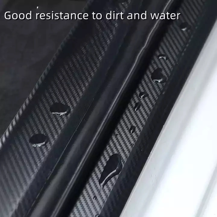 5cm*5m 5D Carbon Fiber Car Stickers Car Door Sill Strips Protector Vinyl Film Auto Bumper Sticker Car Anti Scratch Scuff Tape