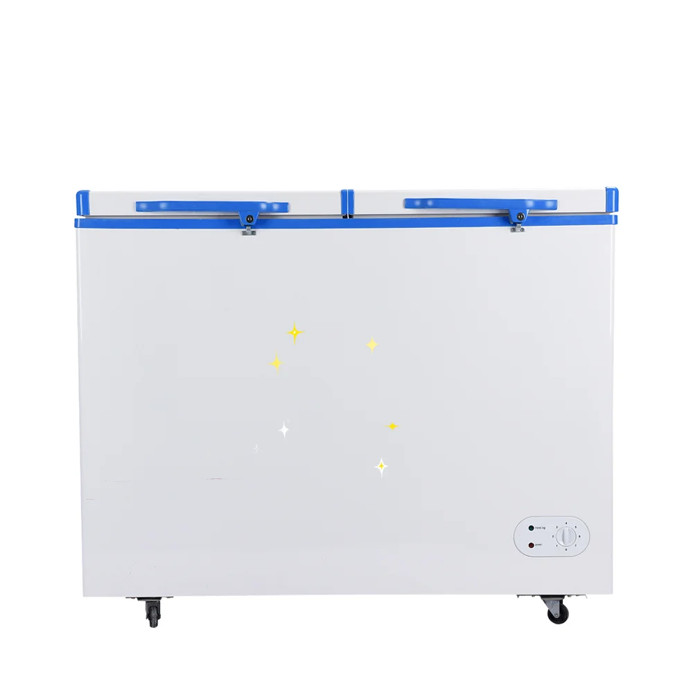 Supermarket double door 358L solar freezer off grid system for household and commercial use efficiently