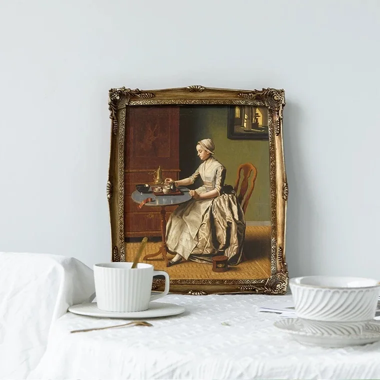 Creative vintage photo frame small picture frame with flower cane for tabletop decoration