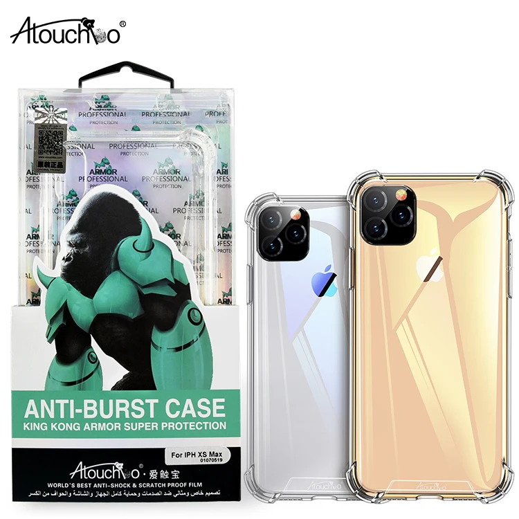 Atouchbo 1 5 мм для iPhone Xi Max Crystal Clear Прозрачный 4 усиленные углы амортизирующие Бампер ТПУ резиновый чехол
