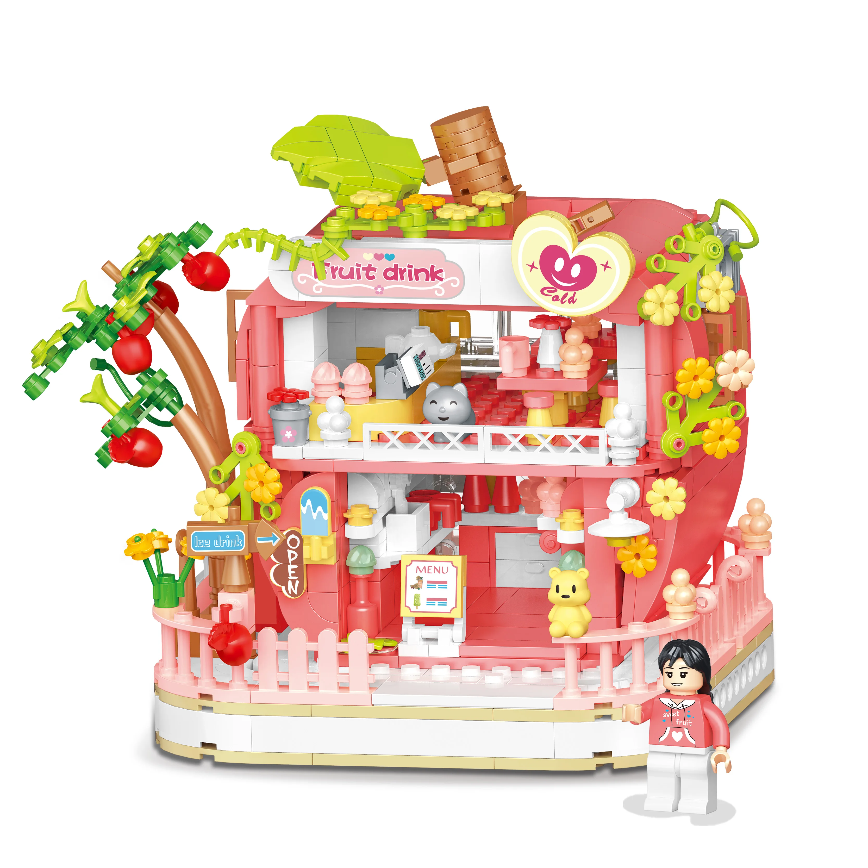 WL Street View Series Bricks Fruits Halloween Apple House Shop Models Assembling Building Blocks DIY Toys For Children