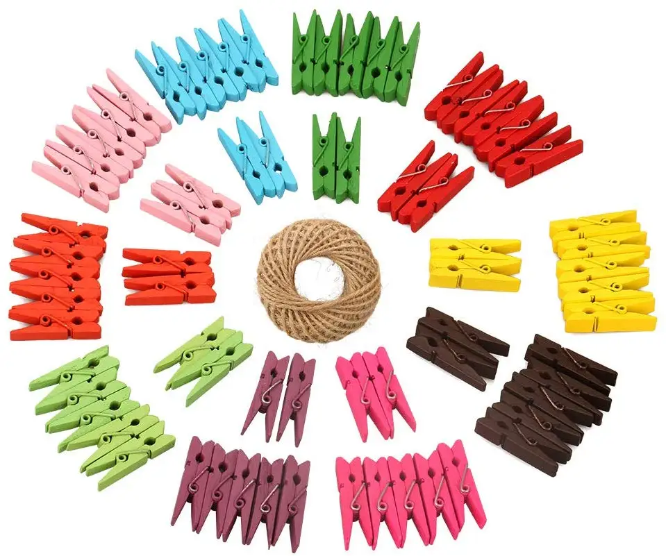 Wooden Clips, Mini Colored Clothespins,2.5cm,3.5cm,4.5cm Wood Craft Spring Clothespins for Home Arts Crafts Decoration