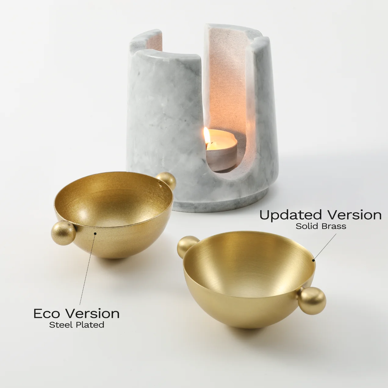 MAXERY Essential Oil Burner Innovative White Marble Stone Grey Black Aromatherapy Diffuser Essential Oil Wax Melt Burner Gold