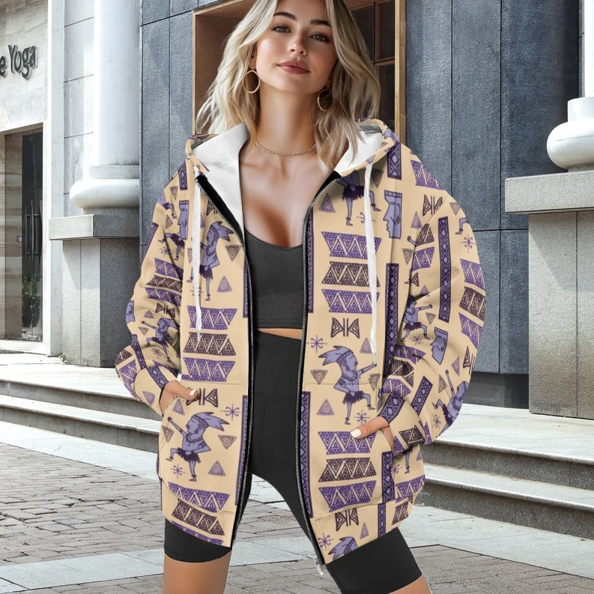 Wholesale Mid America Mexico Maya Aztec Hoodies For Woman Custom Print Sublimation Heavyweight Fashion Streetwear Loose Hoodies