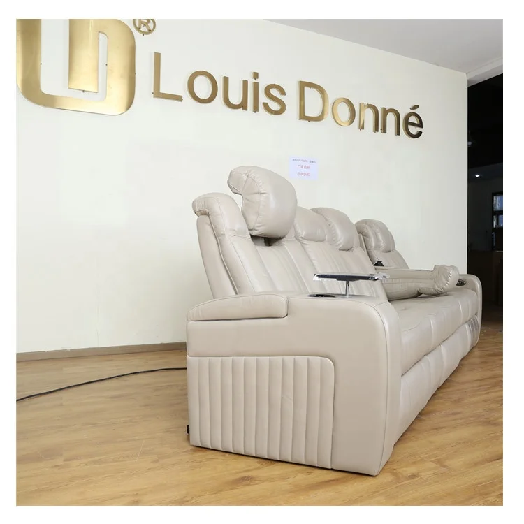 luxury design  High quality italy leather cinema vip home theater massage recliner sofa chairs with led light and drink cups USB