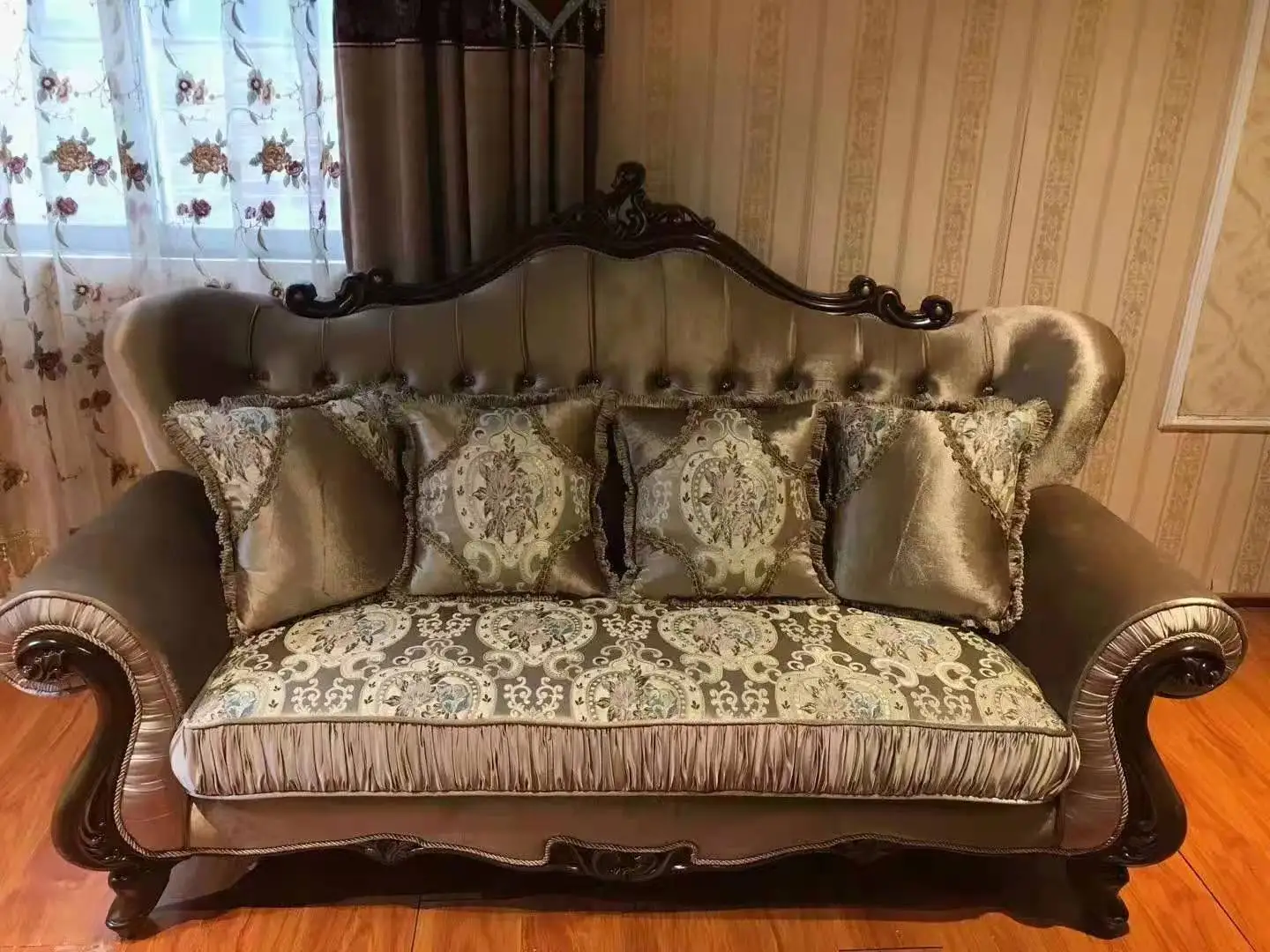 luxury Italian 1+2+3 sofa set furniture velvet fabric  living room sofa