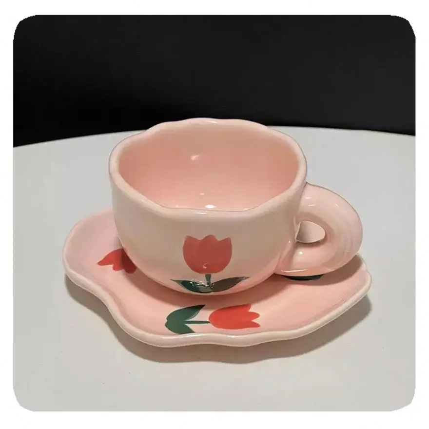 New Nordic Style Ceramics Stoneware Cups Handmade Coffee Mugs Customized Clay Tea Cup And Saucer