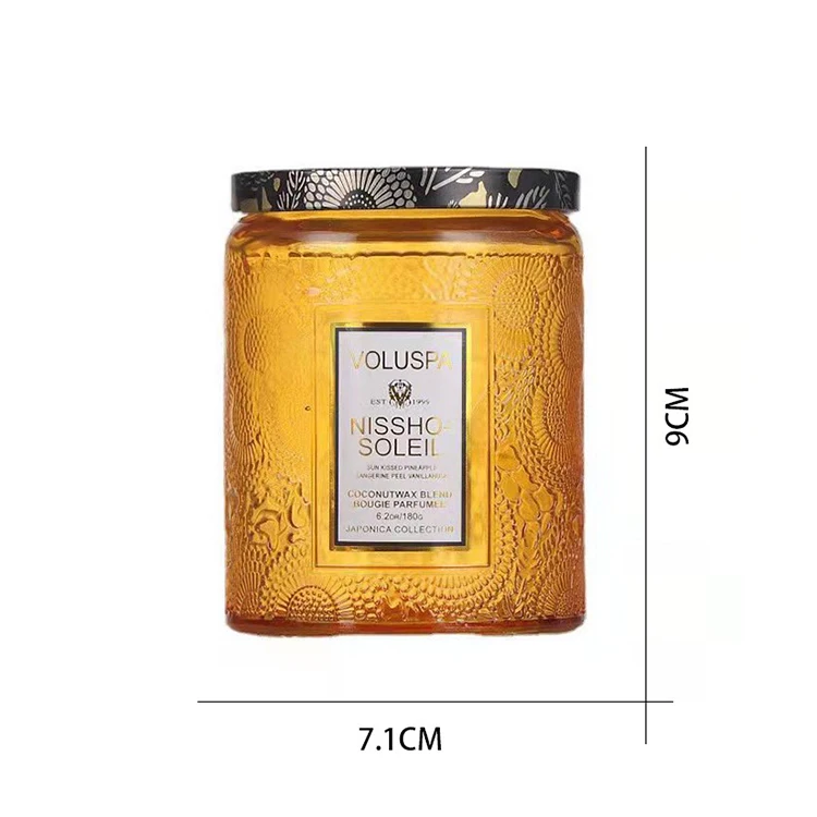 Custom Stickers 200ml Empty Container Cylinder Shaped Candle Glass Jar