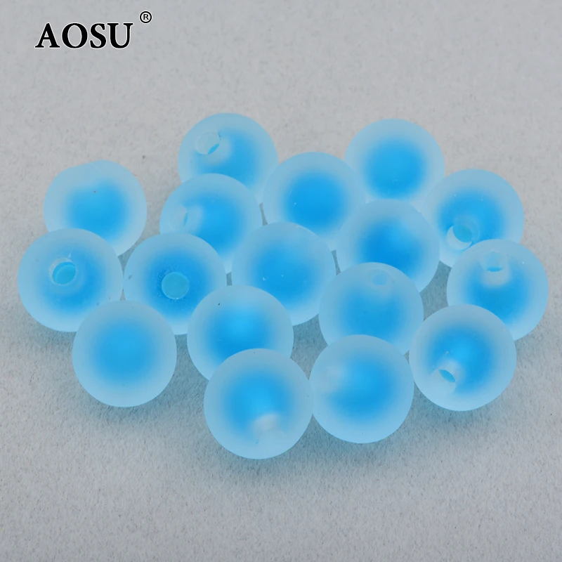 AOSU Wholesale 16mm Red Color Strass Beads Single Hole Round Crystal Beads Acrylic Frosted Beads For Earring