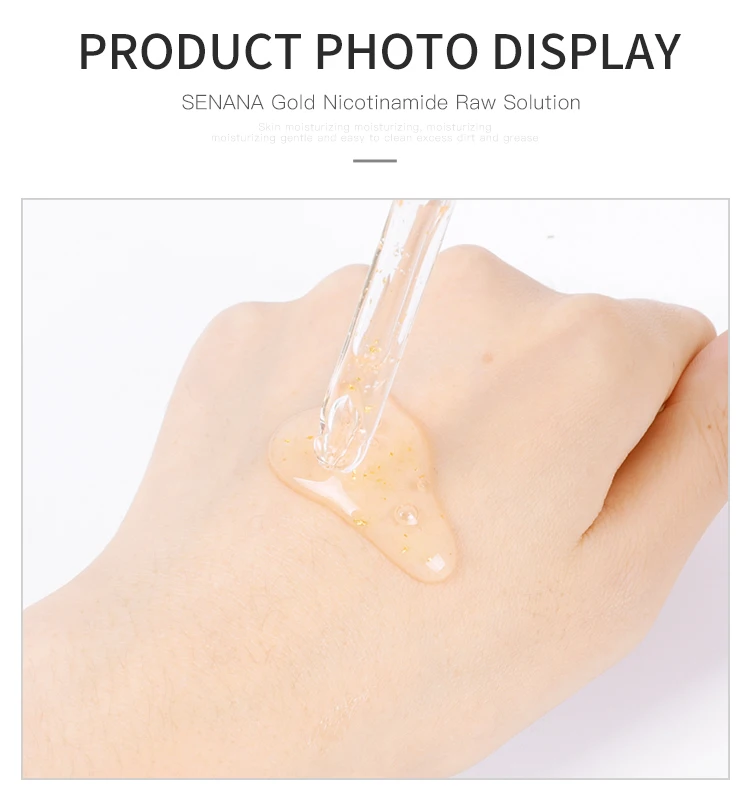 Private Label SENANA Hyaluronic acid Moisturizing face essence Nicotinamide Anti Aging 24k Gold Serum
