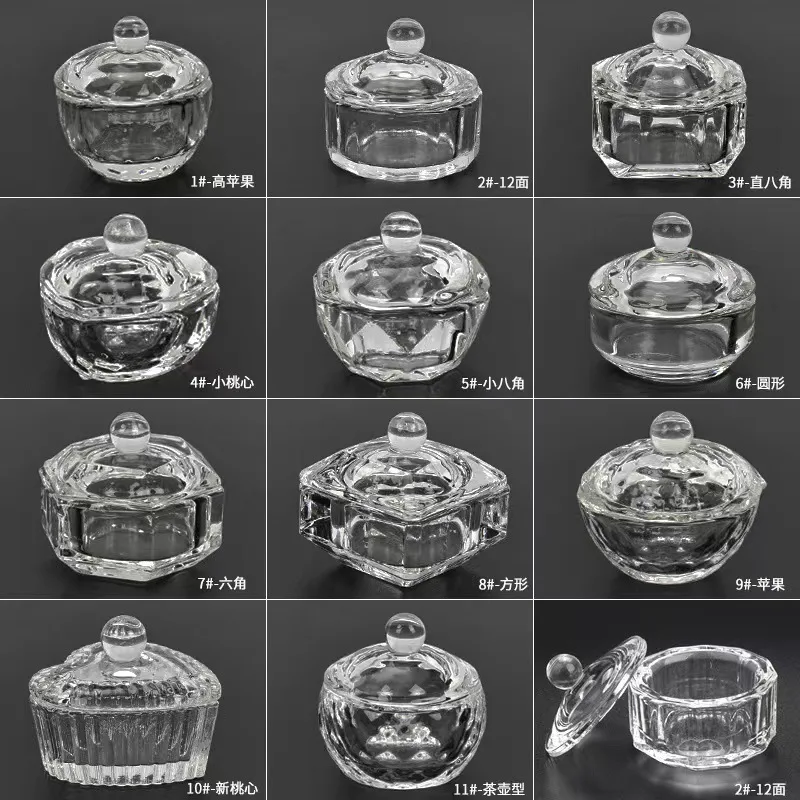 Nail Glass Supplies 11 Shapes Acrylic Liquid Pen Washing Water Storage Cup