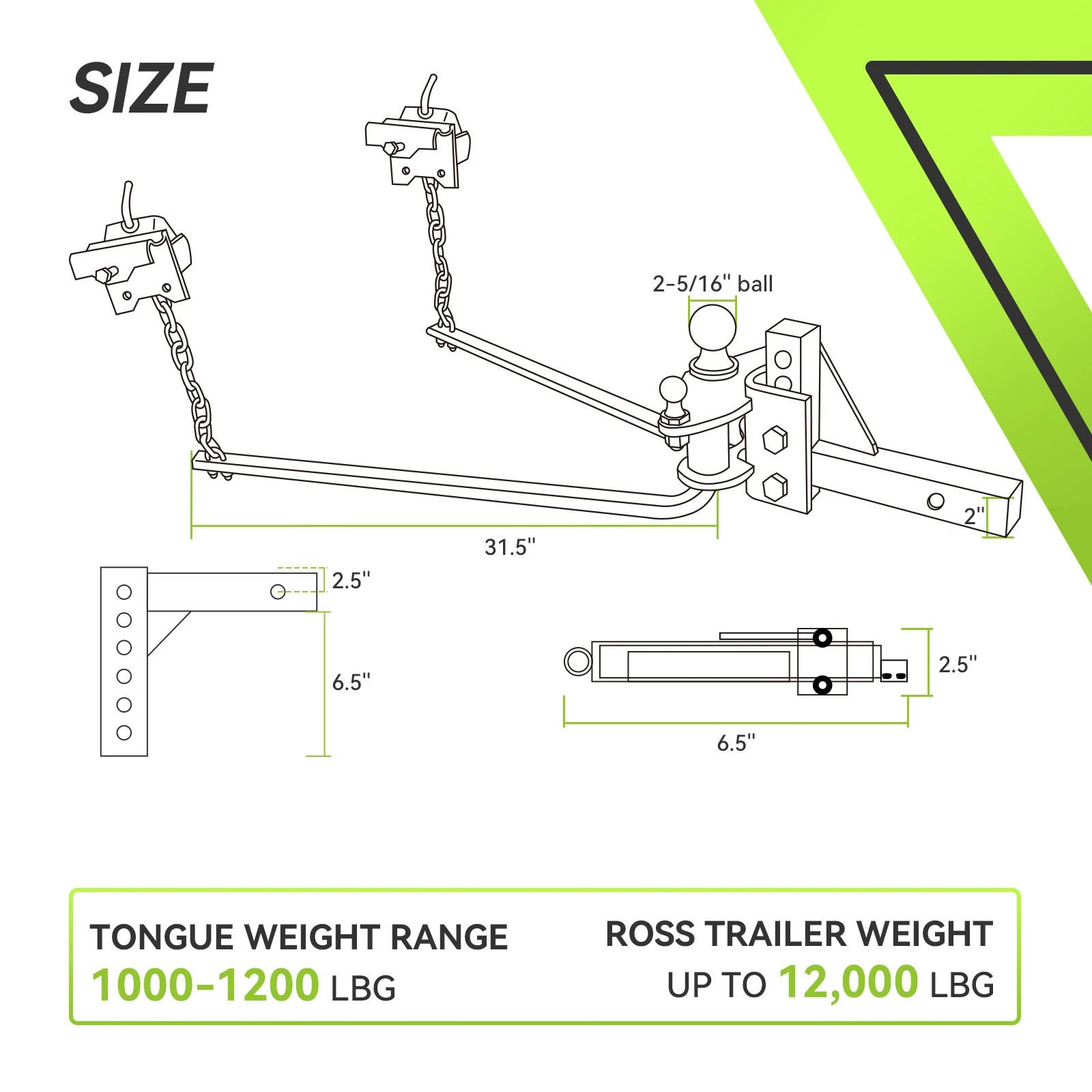 Truck Trailer Weight Distribution Hitch 8000lbs RV Accessories  Universal Hitch Towing System with Sway Control