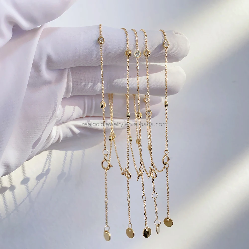 New Luxury Design 14K Au585 Real Gold Yellow CVD HPHT Lab Diamond Bracelets Charm Bracelet for Women Wedding Present Custom