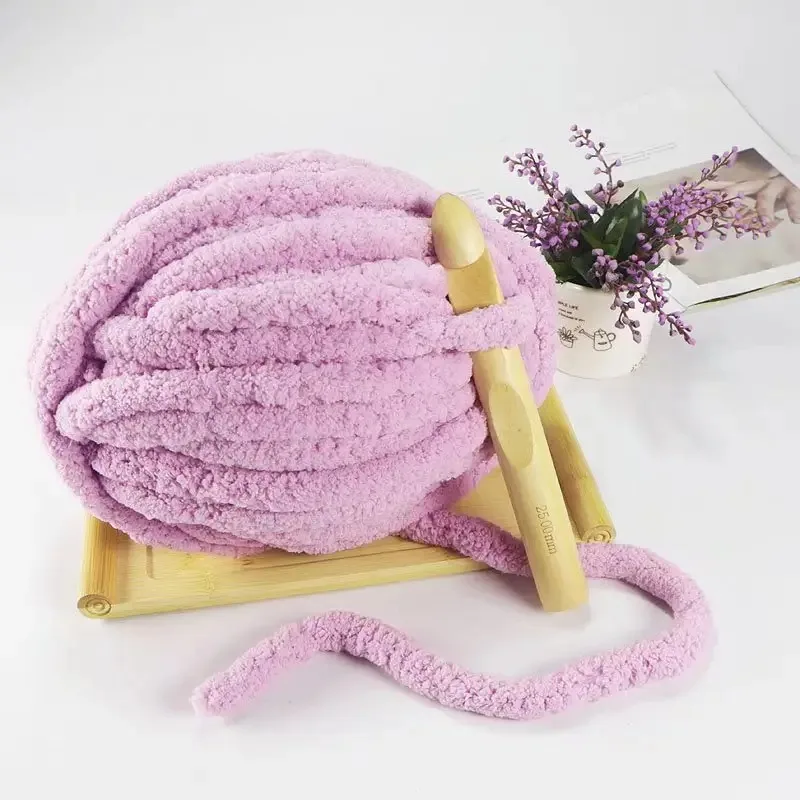 Wholesales Knit Giant Soft Crochet Polyester Hand Knitting Chunky Chenille Thick Jumbo Yarn For Blanket