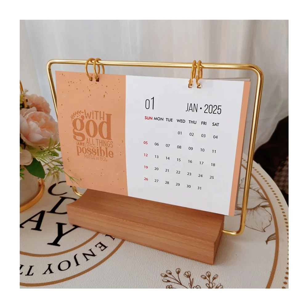 Fast Personalized Logo Desktop Calendar Inspirational Planner Business Promotion Gift Agenda Wood Organizer To Do List Calendars