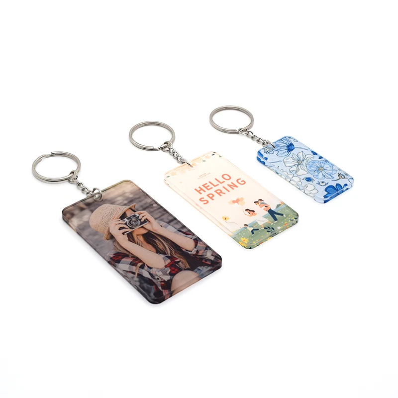 Qualisub Creative Design Acrylic Keychains Sublimation Blank Acrylic Keychain Memorial Keychain for DIY print