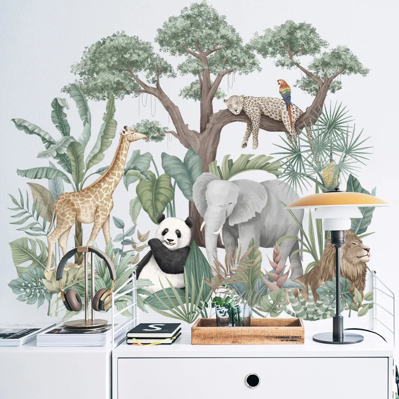 Kids Room Decoration Cartoon Jungle Animal African Forest Wall Sticker