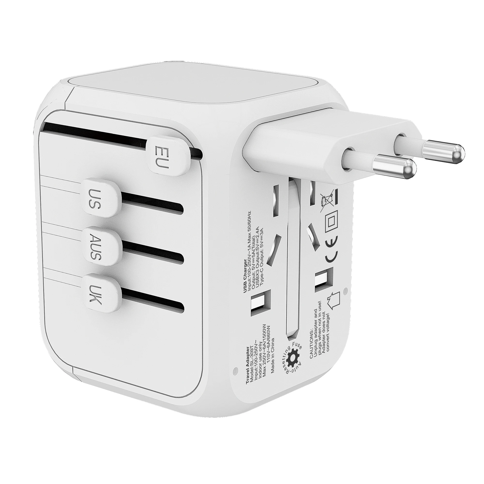 Дорожное зарядное устройство с 4 USB-портами и вилкой Стандарта ЕС и Великобритании