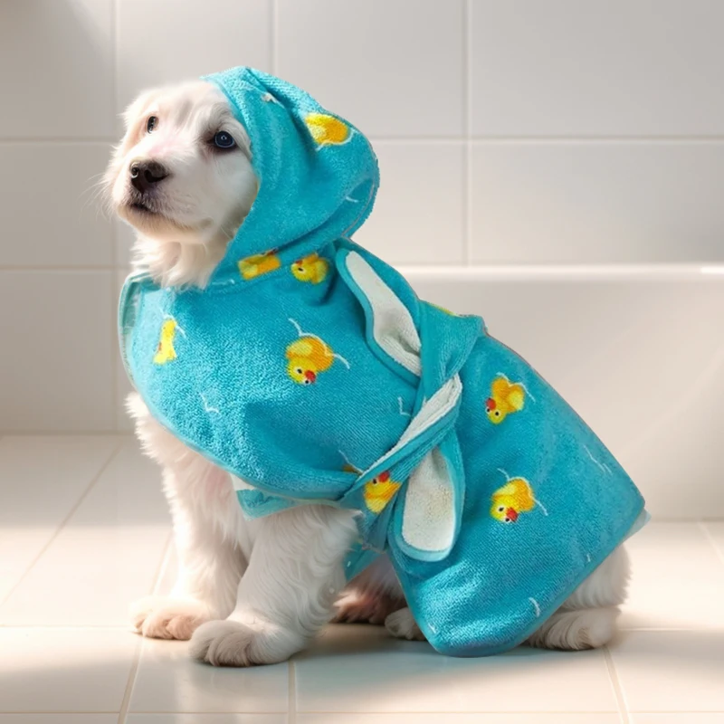 Fashion Design Soft Touching Super Absorbent Microfiber Digital Printing Logo Custom Quick Dry Dog Bathrobe Towel