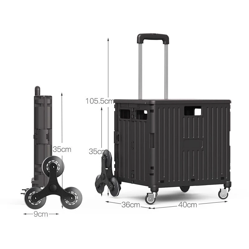 Easy Climbing Stair Eight Wheels Plastic Rolling Folding Cart, Foldable Trolley, Hand Cart Shopping Cart Shopping Trolley 50kg